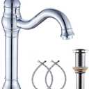 360 Swivel Chrome Single Handle One Hole Bathroom Sink Faucet Matching with Pop Up Drain
