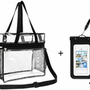Abbylike 1 Pcs Clear Bag for Stadium Events 12x6x12 Inch Clear Tote Bags with Reinforced Strap and 7 Inch Universal Waterproof Phone Pouch for Concert Men Women Gym Beach Travel