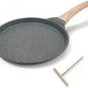 8 inch Crepe Pan, Nonstick Pan for Crepes Omelette Tortillas Crispy Pancake, Dosa Tawa Tortilla Pan, Griddle Pancake Pan for Roti Indian - Black