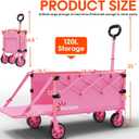 Yozoia 360LBS Heavy-Duty Wagons Carts Foldable 120L Collapsible Wagon Cart with Wheels and Tailgate, Folding Utility Wagon Carts for Groceries, Outdoor Camping, Shopping, Beach, Garden