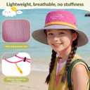 Outdoor Kids Sun Hat with Whistle,UPF 50+ Adjustable Wide Brim Bucket Hat for Boys Girls Beach UV Block Cap, 29