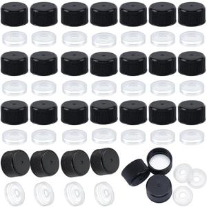 OLYCRAFT 50Pcs 22/400 Black Screw Bottle Caps with Reducer Fitments Plastic Cap with Dripper Orifice Reducer Bottle Emptying Cap Screw Jug Storage Lids for 5oz Bottles