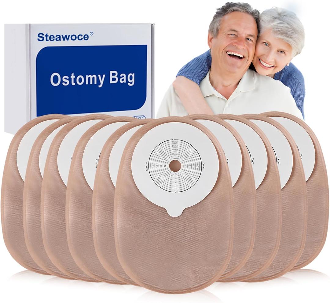 80 PCS Colostomy Bags with Filter, Disposable Closed Ostomy Bags, 20-65mm (3/4"-2 1/2") One-Piece Cut-to Fit Ostomy Supplies for Stoma Care (Beige)