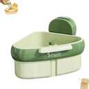 Suction Cup Sink Corner Rack,Corner Sink Strainer with Suction Cups, Automatic Drainer Basket & Faucet Sponge Storage Rack  For Kitchen, Bathroom Dishware (Green)