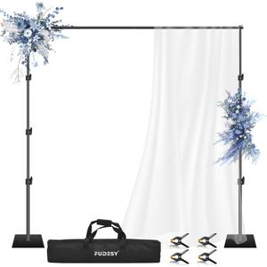 FUDESY Heavy Duty Backdrop Stand, 10x10ft Adjustable Photo Background Stand Support System Kit with Steel Base, Pipe and Drape Photography Backdrop Stand Kit for Parties Wedding Birthday