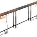 Huuger Narrow Console Table with Power Outlets & USB-C, Rustic Brown, 110.2"-133.9"W x 5.9"D