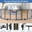 Metal Freestanding Dog Gate with Cat Door for Indoor&Outdoor,120" Extra Wide Foldable Pet Gate,36" Tall Foldable Indoor Dog Fence for Wide Openings Stairs,Deck,Yard,Doorways(6 Panels, Black)
