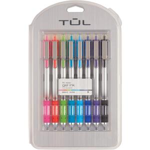 TUL Retractable Gel Pens, Bullet Point, 0.5 mm, Gray Barrel, Assorted Bright Ink Colors, Pack Of 8
