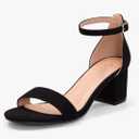 mysoft Women's Chunky Low Heels Open Toe Block Heeled Dress Ankle Strap Pump Wedding Sandals Size 8