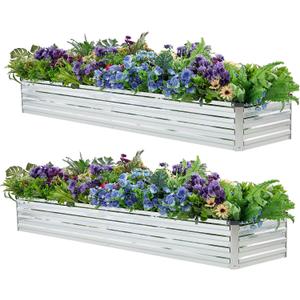 Meberam 2 Pack 6x1.5x1FT Galvanized Raised Garden Beds Kit Outdoor Metal Gardening Planter Box for Vegetable Elevated Flower Herbs,Silver
