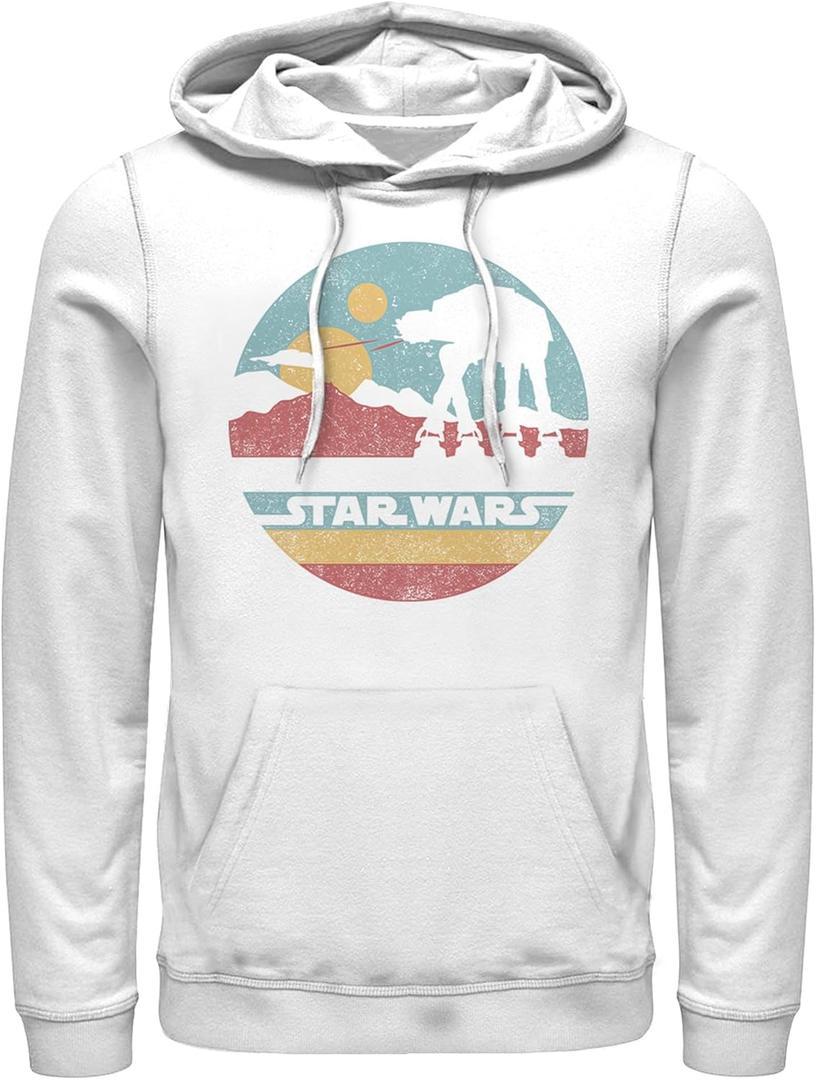 STAR WARS Men's A New Hope AT-AT Retro Circle Pull Over Hoodie (White), Size L
