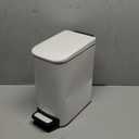 Cesun Small Bathroom Trash Can with Lid Soft Close, Step Pedal, 6 Liter / 1.6 Gallon Stainless Steel Slim Garbage Can for Bedroom, Diaper Waste Basket with Removable Inner Bucket (White)