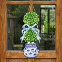 RattanView 1 Pcs Large Size Chinoiserie Bonsai Door Hanger Rustic Topiary Wooden Sign Front Door Home Wreath Ornament for Farmhouse Indoor Outdoor Yard Porch Welcome Decor(Classic,27.16 x 11.81 in)