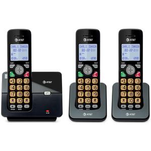 AT&T 3-Handsets Landline Home Phone with Caller ID/Call Waiting, Cordless Phone DECT 6.0 Full-Duplex Handset Speakerphone, Backlit Keypad and Display, Quiet Mode, ECO Mode: EL1121-31 (Black & Silver)