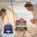 Portable Baby Chair, Baby Beach Chair with 2-Pack Interchangeable Seat Covers, Portable Booster Seat with Tray & Travel Bag, Compact Foldable, Easy-Swap Colors, Perfect for Travel