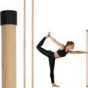 P Polerden Yoga Stick, 5ft Exercise Stick for Mobility, Stretching Stick with Non-Slip Ends, Exercise Dowel for Pilates, Balance Pole and Stretch Bar for Stretching Equipment (2 PCS (58 inches + 58 inches) Natural Bamboo)