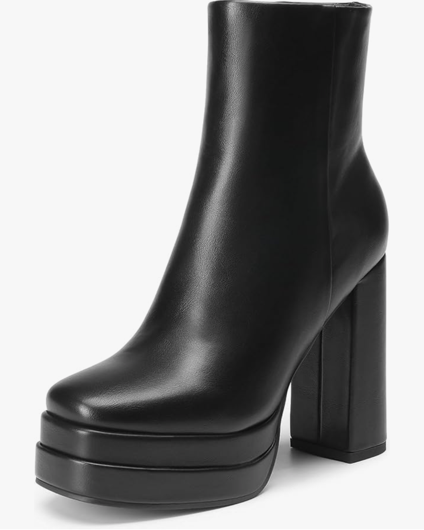 DREAM PAIRS Women's Platform Gogo Ankle Boots High Chunky Heels Square Toe Comfort Party Dress Booties Shoes for Women 8.5