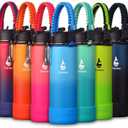 Farsea Insulated Water Bottle With Paracord Handle, Protective Silicone Boot and 2 Lids (Straw Lid & Spout Lid), Stainless Steel Water Bottle Wide Mouth, Double Wall Sweat-Proof BPA-Free, 24 oz