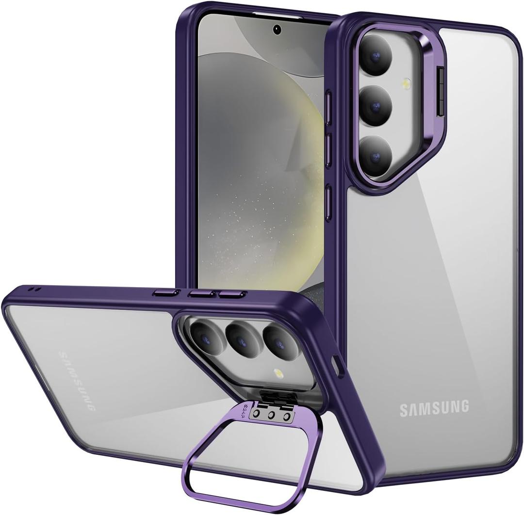 Starhemei for Galaxy S24 FE 5G Case, Camera Invisible Bracket Anti Drop Protective Case, Slim Soft Silicone Rubber & Hard Back Shockproof Phone Case for Samsung Galaxy S24 FE 5G (Purple)