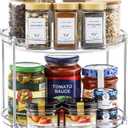 2 Tier Non-Skid Acrylic Lazy Susan Turntable Organizer - Rotating Spice Rack - Spinning Organization Tray for Kitchen, Pantry, Countertop, Closet, Bathroom, Vanity, Medicine Cabinet Organizing, 9.25''