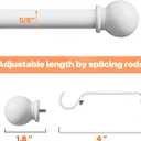 White Curtain Rods for Windows 28-48 inch, 2 Pack 5/8" Curtain Rod Set with Brackets, Splicing Adjustable Curtain Rod for Bedroom, Kitchen, Living Room, Matte White