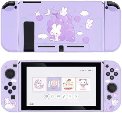 GeekShare Protective Case for Switch, Soft TPU Slim Case Cover Compatible with Switch Console and Joy Con - Grape Bunny (for Switch 2017)