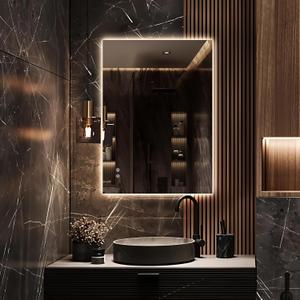 LED Bathroom Mirror with Lights, 20x28 Inch Frameless Backlit Mirror, Larger Anti-Fog Area, Dimmable Vanity Mirror with Memory Function, CRI95+, 3 Colors, UL Listed, Waterproof, Horizontal/Vertical