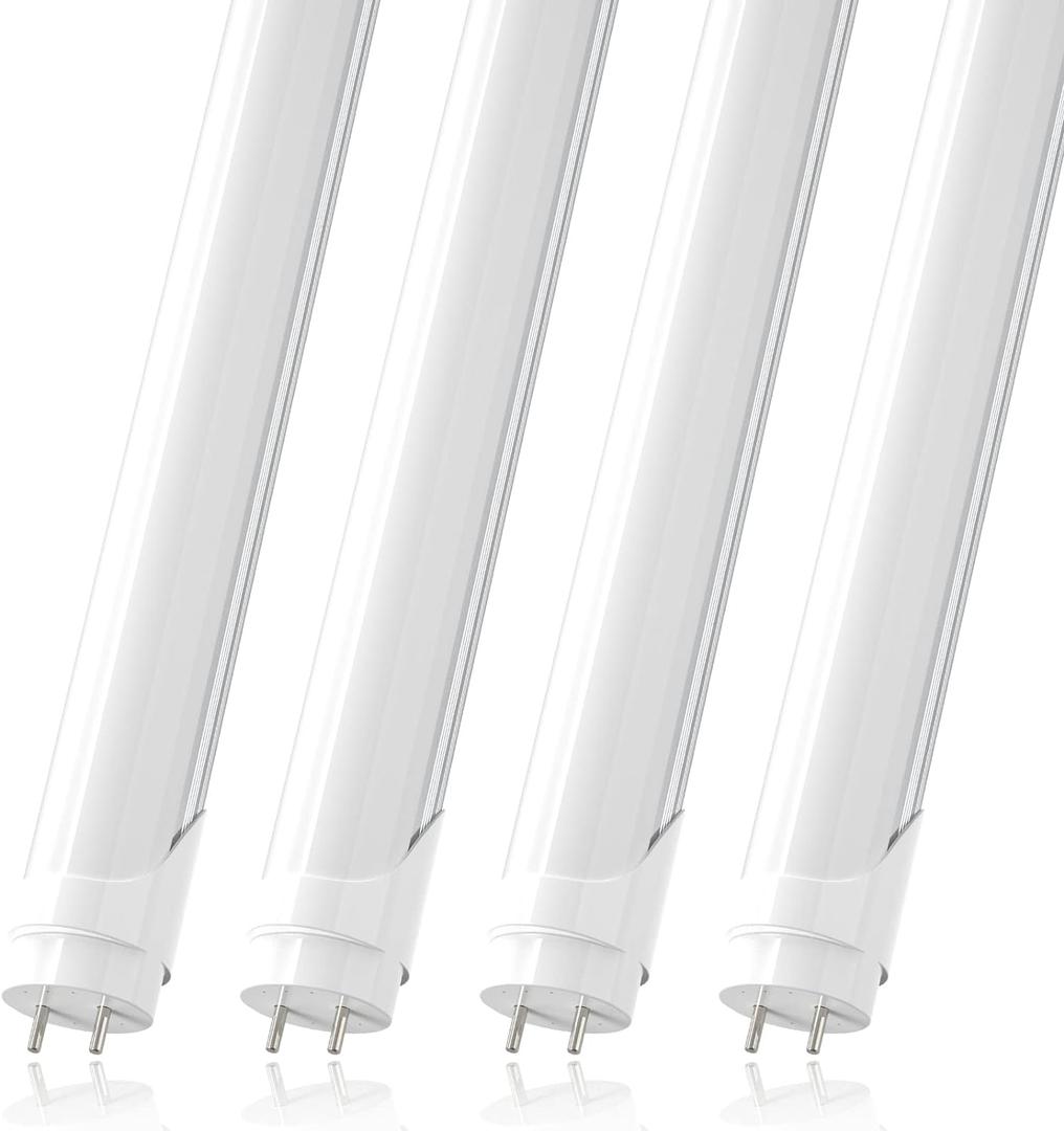 JESLED T8 4FT LED Type A+B Light Bulbs, 24W 3000LM 5000K Daylight White, Plug and Play or Ballast Bypass, 4 Foot Flourescent Tube Replacement, ETL Listed, Dual-end, Frosted, Warehouse Lights 4Pack (4 Count (Pack of 1), 5000k (Daylight))