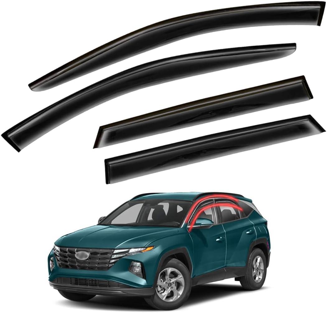 Window Visors Rain Guards FIT 2022, 2023 Hyundai Tucson  Side Window Deflectors Vent Shades Sun/Rain Guards, 4PCS Smoke Tape-On Set for Front and Rear Windows