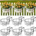 Adjustable Hanging Railing Planter, 6 Pack Fit 1.5 to 4.5 Inches Railing, Weather-Resistant Metal Balcony Rail Planters, Work for Outdoor Fence Deck Garden Patio Halloween Christmas Decor