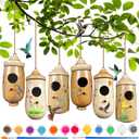 Natural Wooden Hummingbird House - A Charming Retreat for Your Feathered Friends for Outside Gift for Nature Lovers(6PCS)