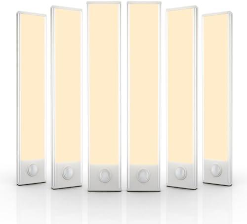 6 Pack Under Cabinet Lights Wireless, 32 LED Motion Sensor Light Indoor Rechargeable Magnetic Closet Lights Battery Operated, Under Counter Lights for Kitchen, Wardrobe, Stairs, Warm Light