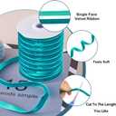 50 Yards Dark Cyan Velvet Ribbon Single Face Soft Ribbons 3/8 inch with Spool for DIY Sewing Gift Wrapping Home Party Wedding Decoration Jewelry Crafts Making