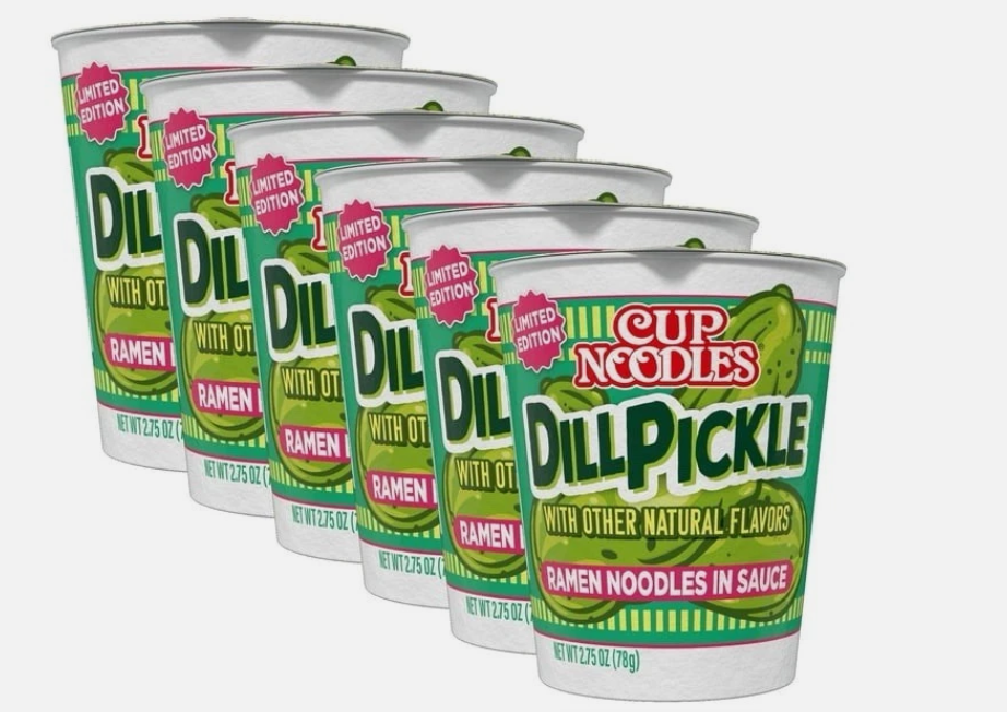 6 Pack Nissin DILL PICKLE Cup Noodle Limited Edition Flavor Ramen 2.75 Oz, BBD 06/25/2026