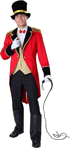 Dashing Ringmaster Costume | Circus Showman Performer Outfit with Jacket, Pants, Boot Covers, and Hat Large