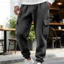 Mens Sweatpants Waffle Knit Pants Elastic Waist Drawstring Jogger Sweatpants with Pockets (Gray, M)