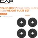 CAP Barbell Cast Iron Standard 1-Inch Weight Plate Set – Barbell Weights for Home Gym, Strength Training, and Weightlifting, 2.5 lb Set of 4, Black