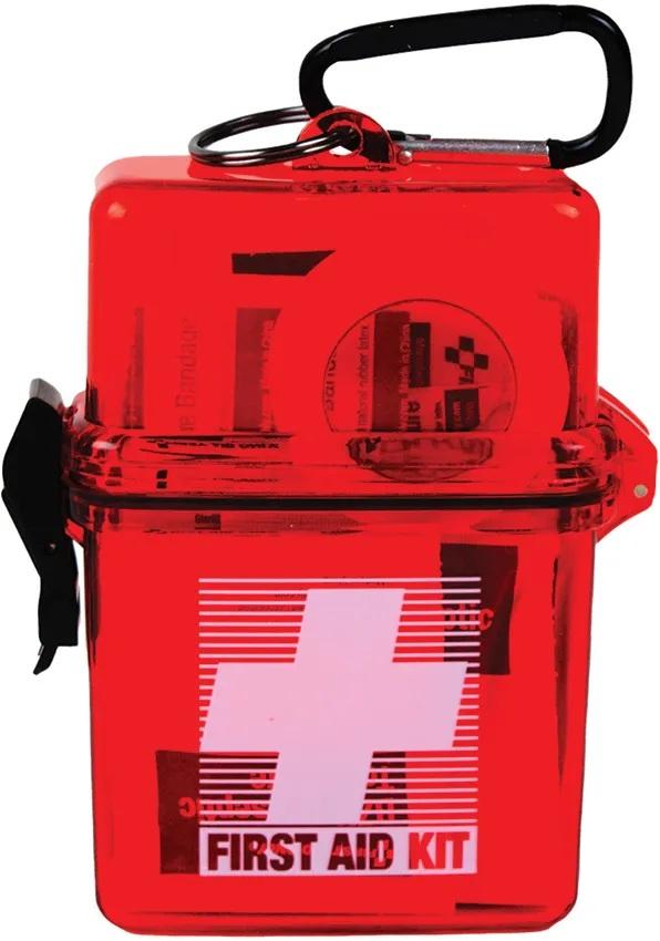 First Aid Only Outdoor Kit Essential Items In Waterproof Case Carabiner Clip
