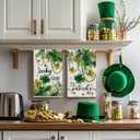 Artoid Mode Necklace Clover Shamrock St.Patrick's Day Kitchen Dish Towels, 18x26 Inch Farmhouse Holiday Spring Decoration Cleaning Set of 2