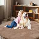 Super Soft Circle Rugs for Girls Princess Castle Toddlers Play Tent 3 Diameter Circular Area Rugs for Kids Bedroom Baby Room Decor Round Shag Playhouse Carpets(3, Beige)