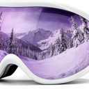 FMY Snowboard/Ski Goggles for Adult,Over Glasses Anti Fog UV Protection Skiing Goggles for Men Women Youth (White/Purple Lens)