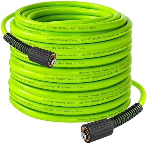 Hourleey Pressure Washer Hose 30 FT, 3600 PSI Flexible Kink Resistant Power Washer Hose Replacement, Pressure Hose Extension with 1/4" Quick Connect, Green