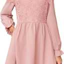 blibean Tween Girls Fall Dresses Semi Formal Flower Dress Size 6-15 Years (Pink, XL)