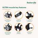 Baskerville ULTRA Muzzle - Patented Humane Design, Breathable, Dog can Pant and Drink, Adjustable, Padded, Training Muzzle for Medium-sized Dogs, Prevents Biting, Wildlife Scavenging (Size 4, Black)