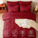 CozyLux Queen Comforter Set Dark Red, 7 Pieces Pintuck Bed in A Bag, Premium Red Comforter Queen Size, Pinch Pleat Bedding Sets with Comforter, Sheets, Pillowcases & Shams