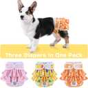 Washable Dog Diapers Female 3 Pack Reusable Highly Absorbent Doggie Diapers, Premium Puppy Diapers, Durable Leak-Proof Dot Doggy Diapers for Period Heat Incontinence Potty Training, M