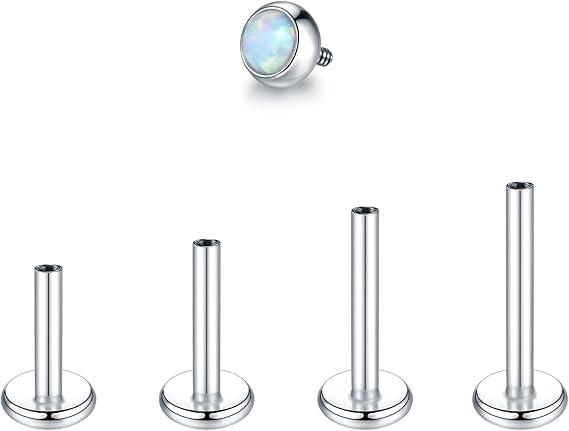 16G Internally Thread Labret Stainless Steel Lip Ring Studs Opal Monroe Lip Tragus Cartilage Helix Earring Ring 6/8/10/12mm Body Piercing Jewelry