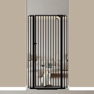 Mornyray 57"" Extra Tall Cat Gate for Pets 29.14'' - 33.86'' Wide Pet Gate Indoor, Dog Gate for Doorways Stairs, Walk Through Child Safety Baby Gate with Cat Door (Black)