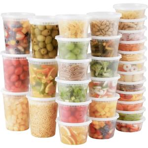 AOZITA 48 Sets Plastic Deli Containers With Lids, 8 oz 16oz 32oz Variety pack, Airtight Food Storage Containers, Freezer/Dishwasher/Microwave Safe, Soup Containers For Takeout Food Storage