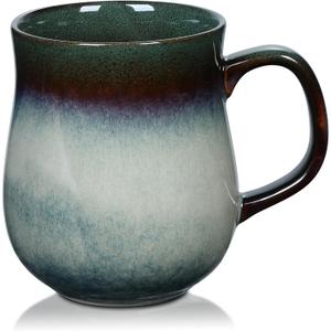 28 Oz Extra Large Ceramic Coffee Mug with Big Handle, Handmade Glazed Oversized Tea Cup for Office and Home, Microwave and Dishwasher Safe, Jumbo Coffee Mugs for Hot and Cold Drinking (Ink Green)